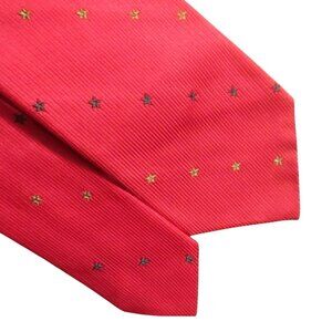 Vintage Damon Star Patterned Red Silk Tie 1950's Paris Texas 52"